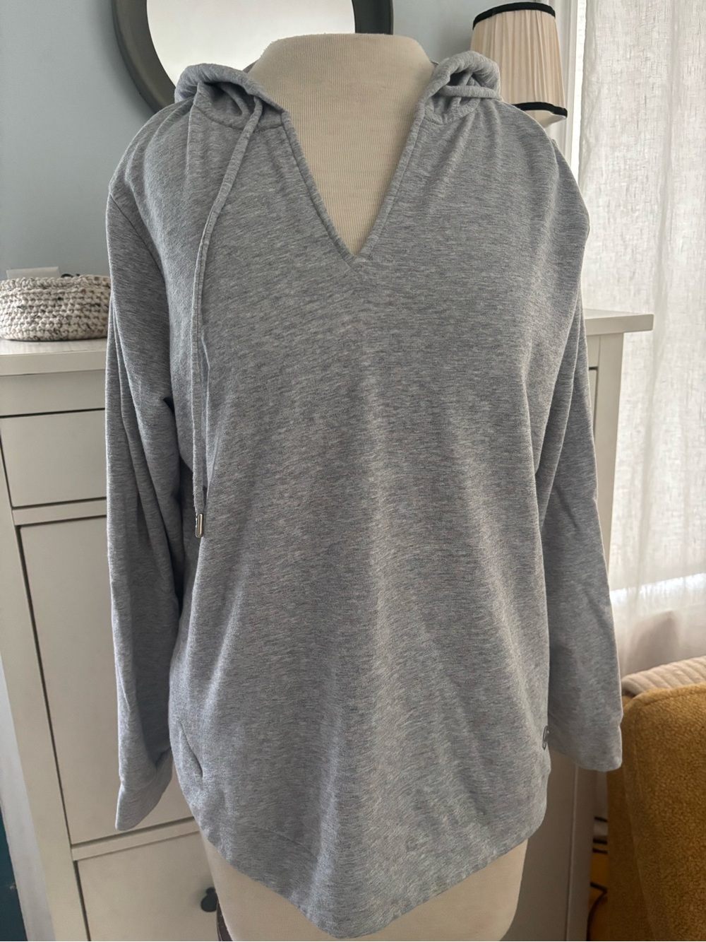 Michael Kors Light Gray V-Neck Hoodie Sweater